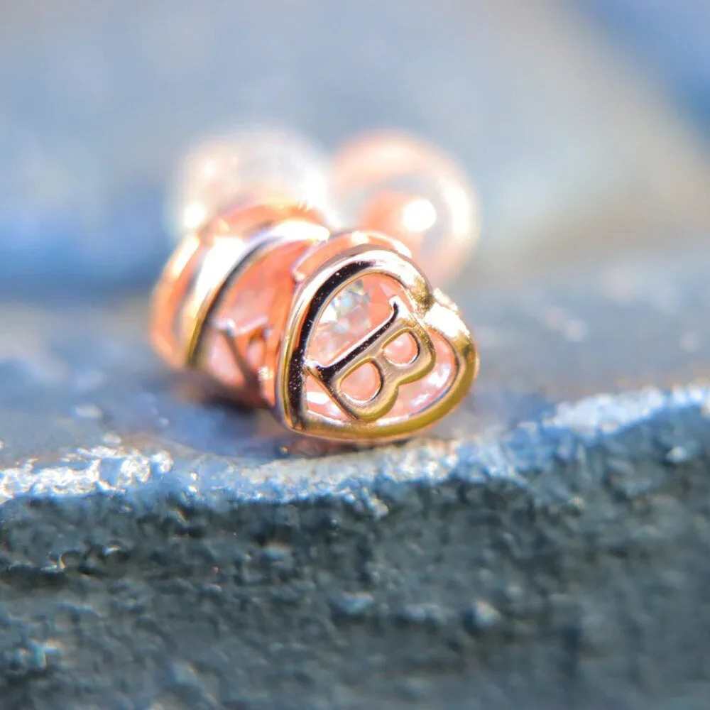 GIFT 💝HEART INITIAL ROSE GOLD EARRINGS WOMEN TEEN GIRLS MOM DAUGHTER, ELDM153RG - Picture 9 of 12